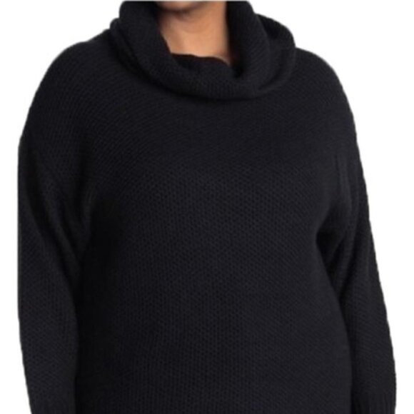 Sanctuary Waffle Knit Cowl Neck Black Sweater - Picture 1 of 11